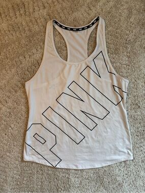 Victoria’s Secret PINK white spellout tank in size S, EUC!!